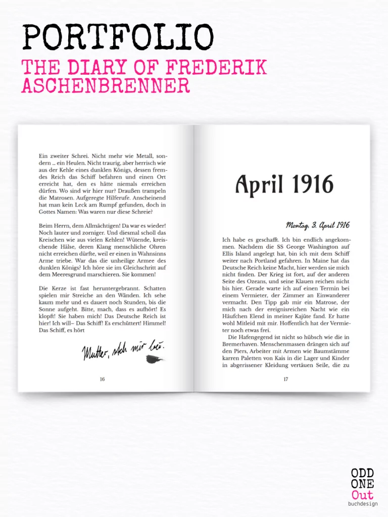 Kapitelanfang mit Tagebuch und handschriftlicher Sondertext